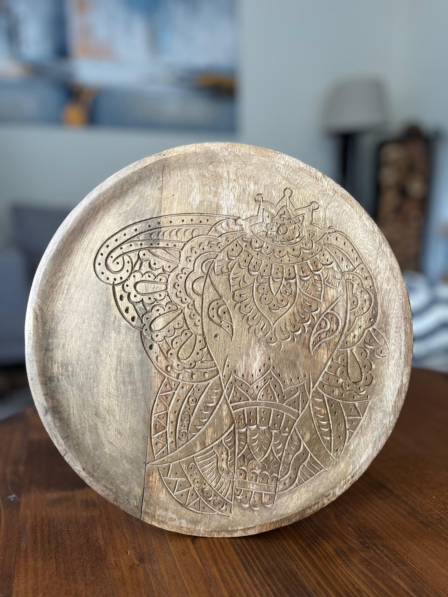 Handcrafted Wooden Plate (Elephant)