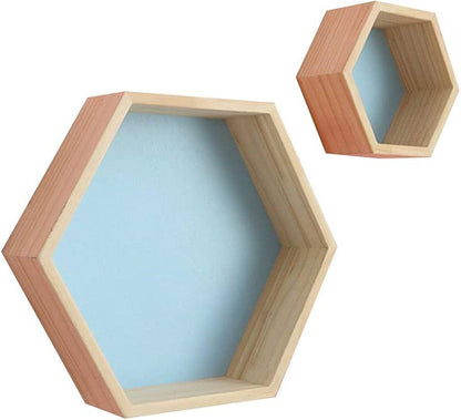 Hexagon Wood Shelves Set of 2