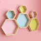 Hexagon Wood Shelves Set of 2