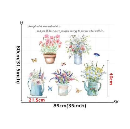 Multicolored Potted Flowers Wall Decal