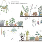 Grey Shelves & Flowers Pots Wall Sticker