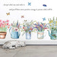 Multicolored Potted Flowers Wall Decal