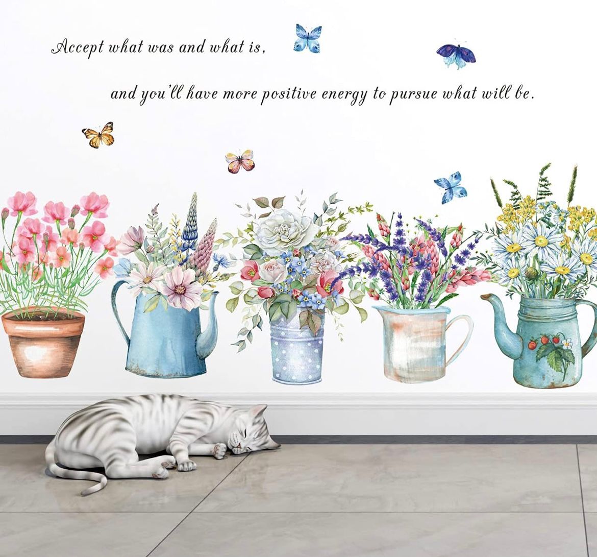 Multicolored Potted Flowers Wall Decal