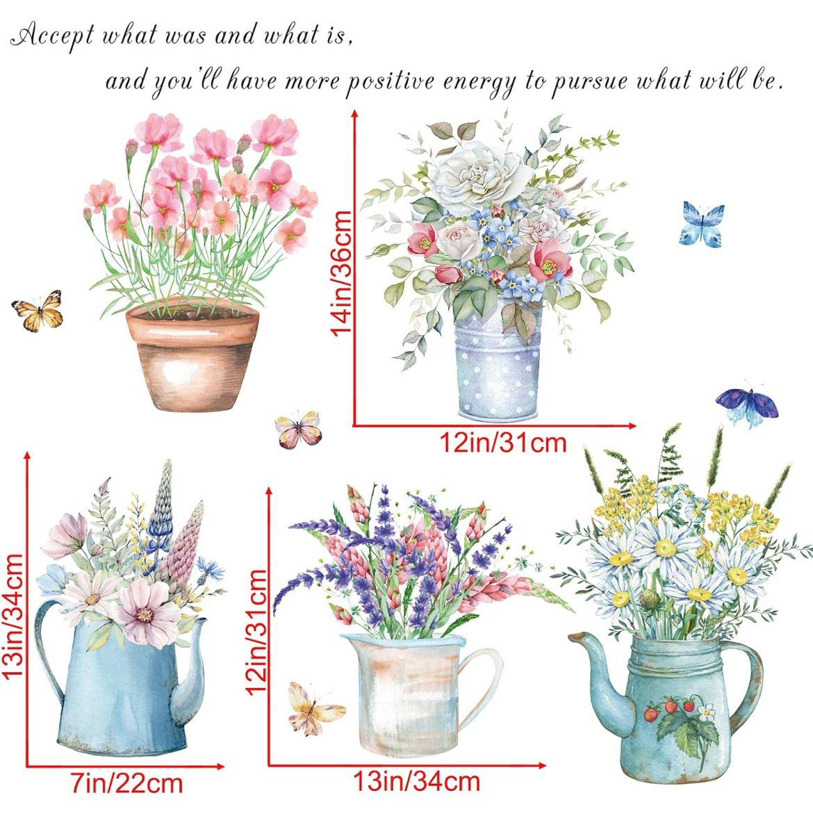 Multicolored Potted Flowers Wall Decal