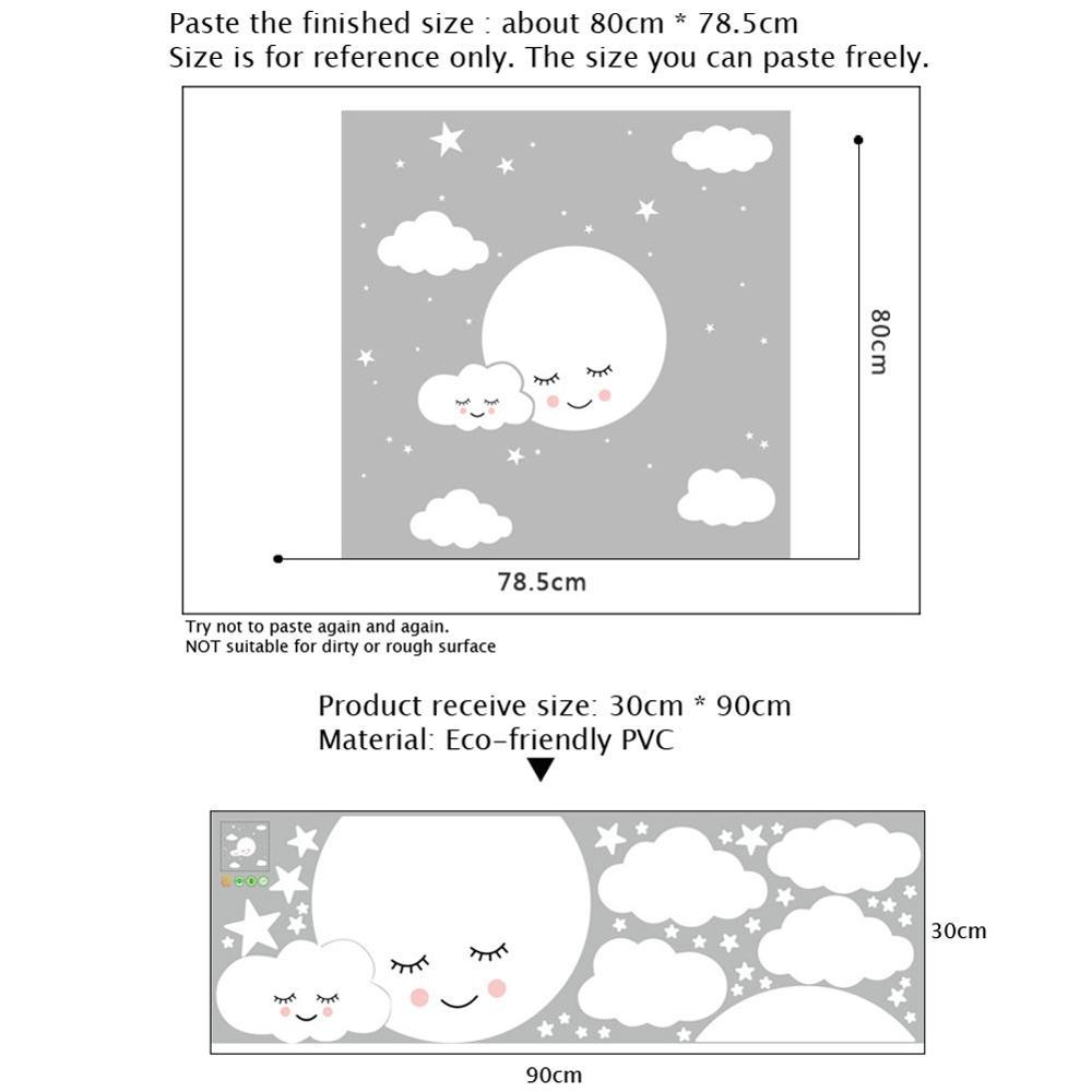 White Moon, Clouds and Stars Wall Decal