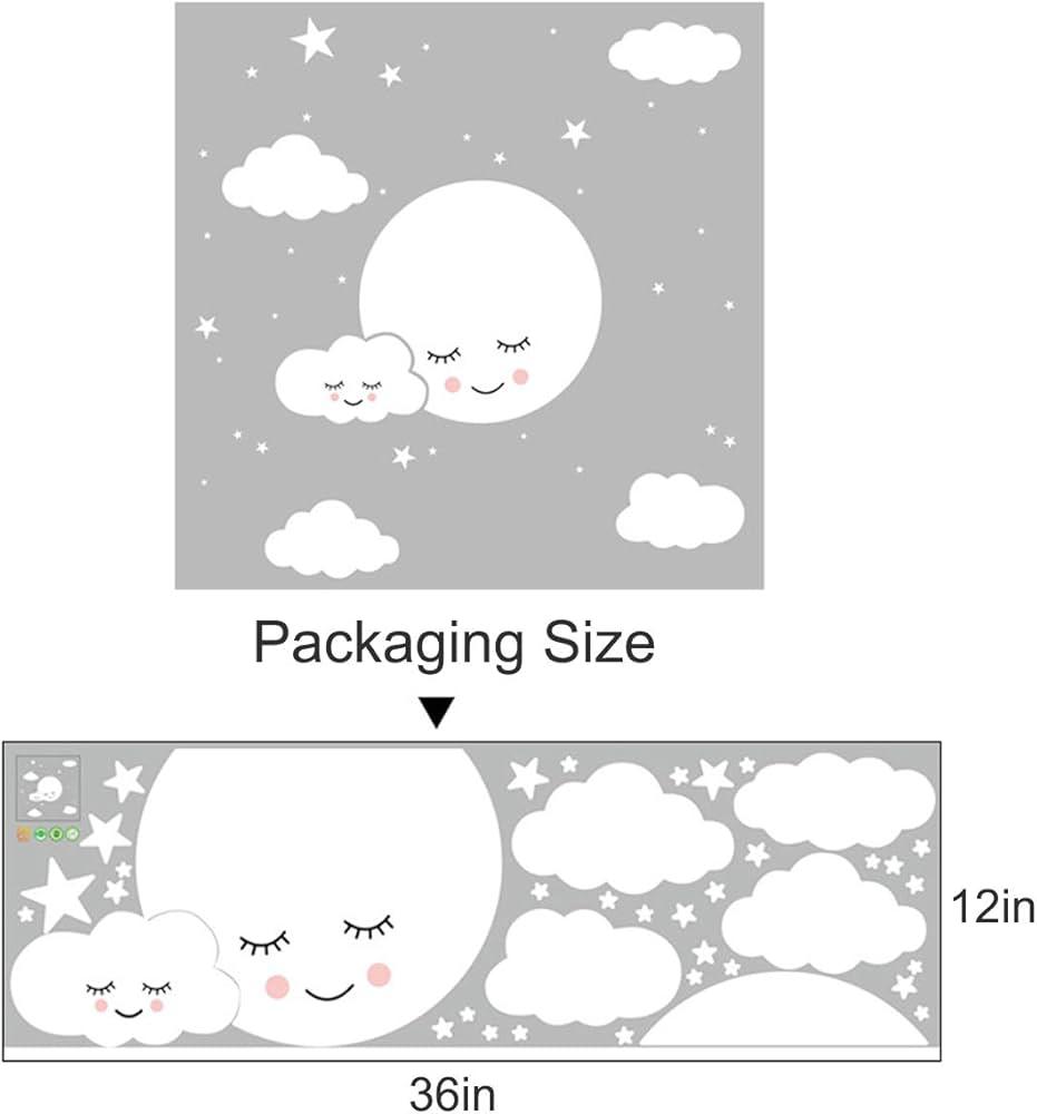 White Moon, Clouds and Stars Wall Decal