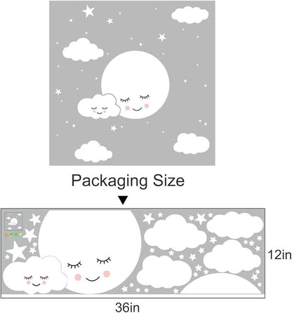 White Moon, Clouds and Stars Wall Decal
