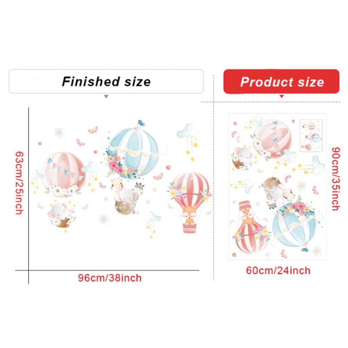 Pastel Hot Air Balloons & Animals Wall Decal