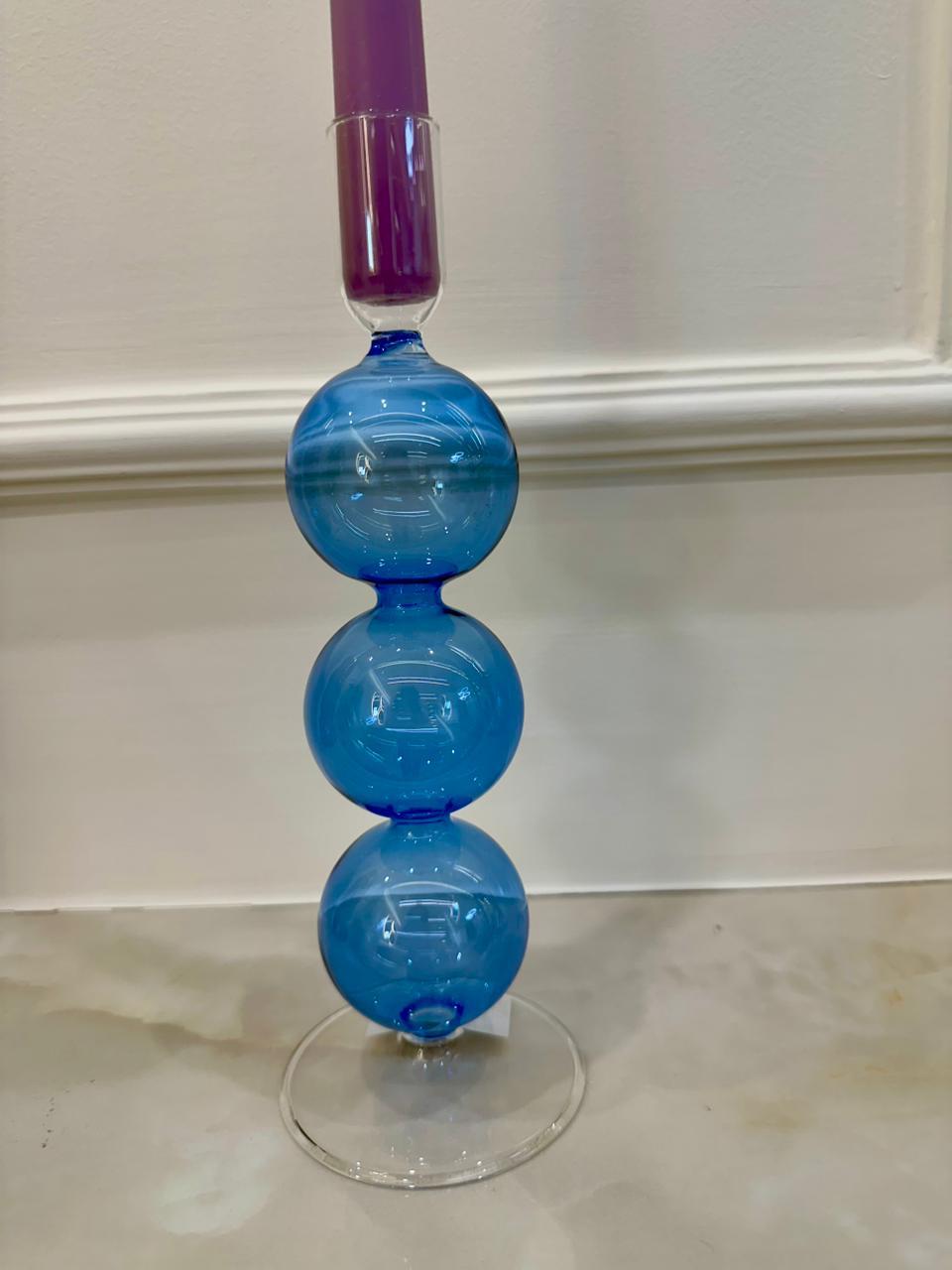 Glass Candle Holder - Blue