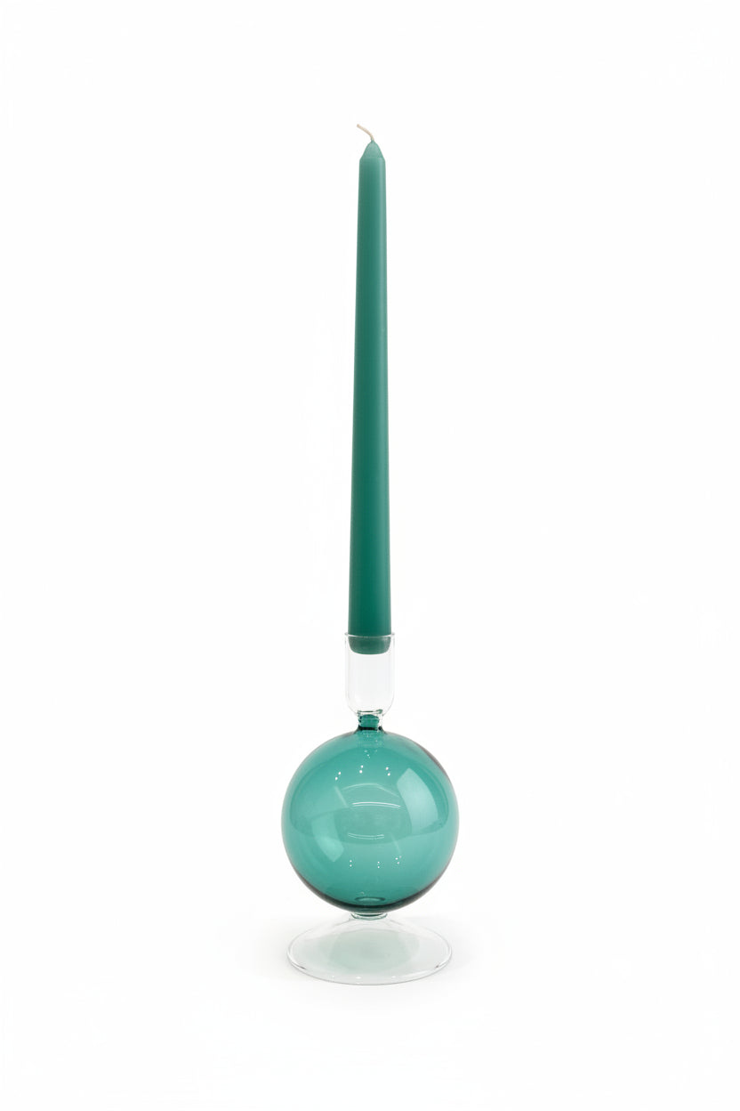 Glass Candle holder - Teal Blue