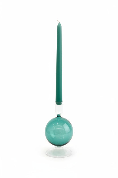Glass Candle holder - Teal Blue