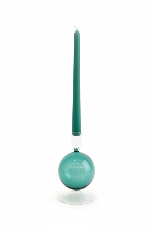 Glass Candle holder - Teal Blue