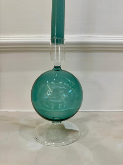 Glass Candle holder - Teal Blue