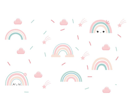 Pastel Smiley Rainbows Wall Decal