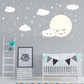 White Moon, Clouds and Stars Wall Decal