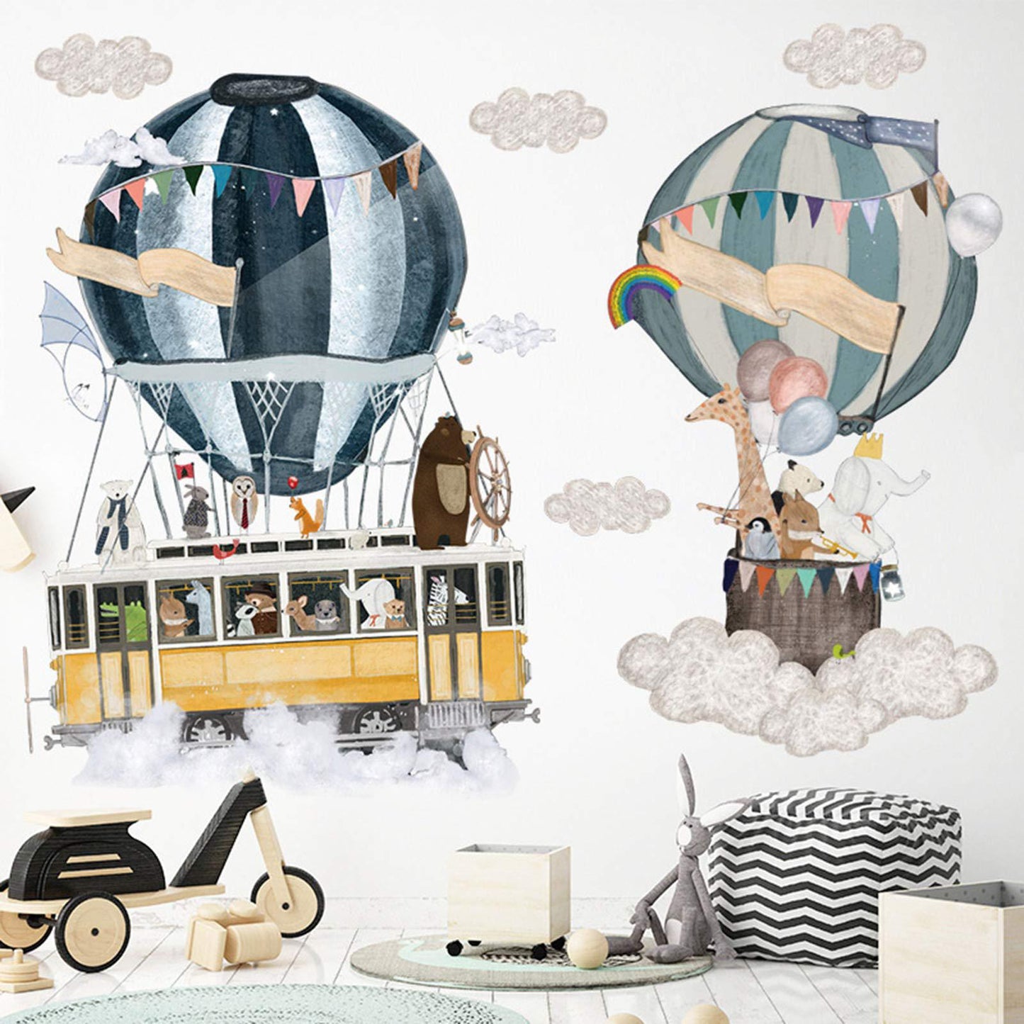 Hot Air Balloons & Animals Wall Decal