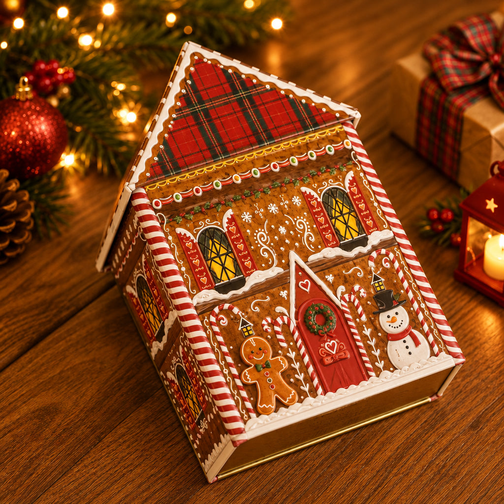 Christmas Gingerbread House Tin Box