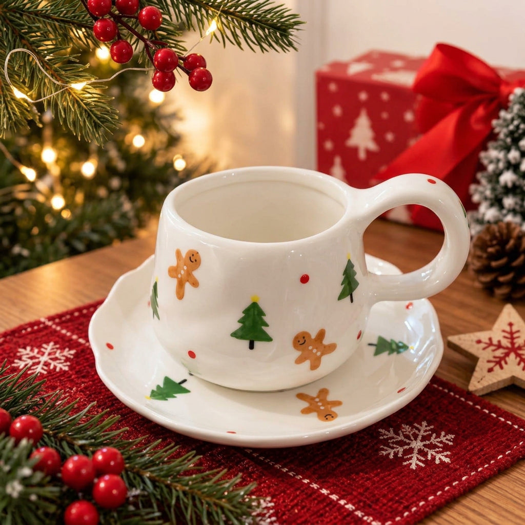Christmas Gingerbread Mug with Saucer