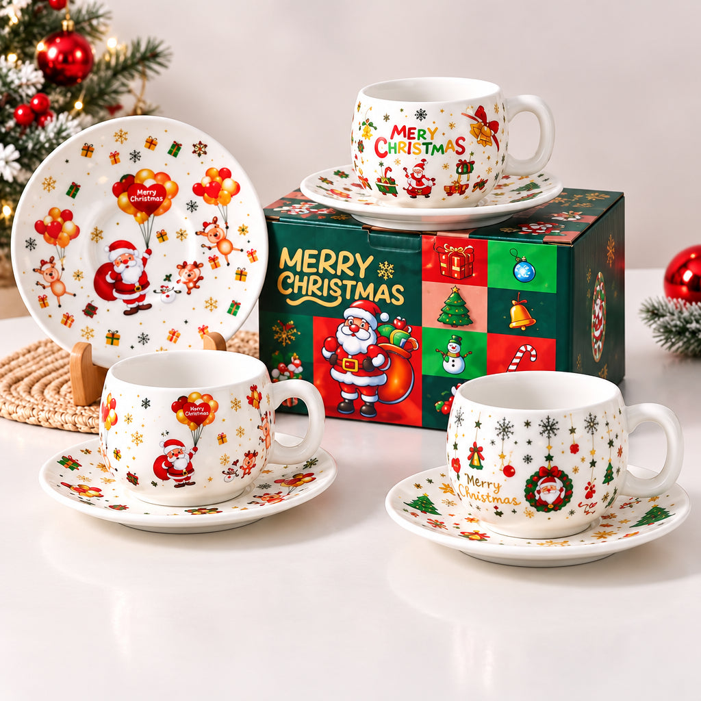 Christmas Coffee Mug With Saucer