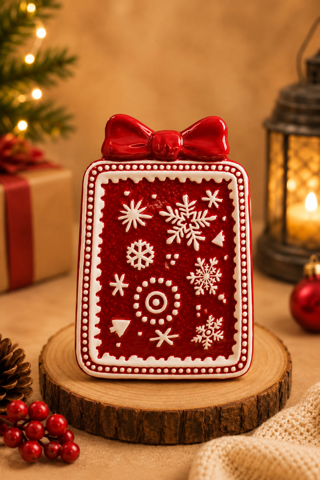 Christmas Ceramic Bow Plate