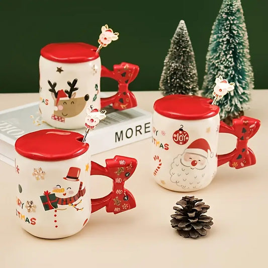 Christmas Bow Mug With Cover & Spoon
