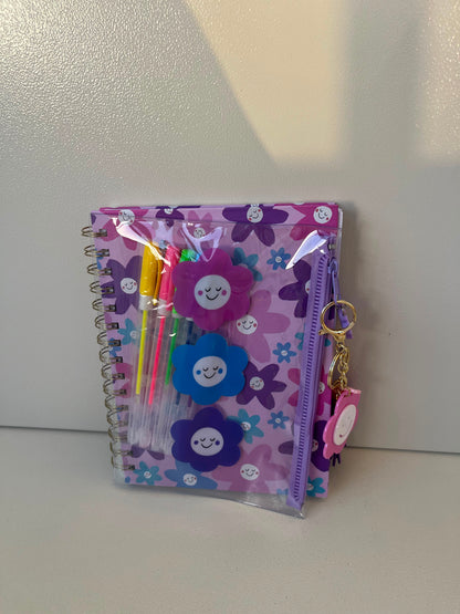 Kids Notebook With Keychain/ Bag Charm, Colorful Pencils & Pencil Case