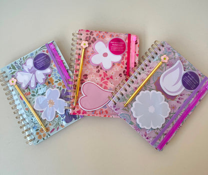 Colorful Notebooks With 2 Sticky Notes, Pencil & Pouch