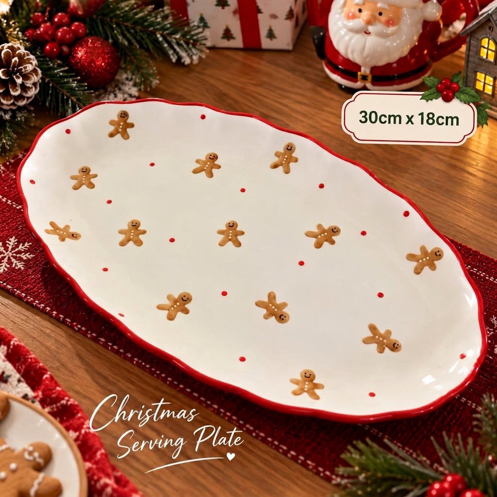 Christmas Ceramic Oval Serving Plate