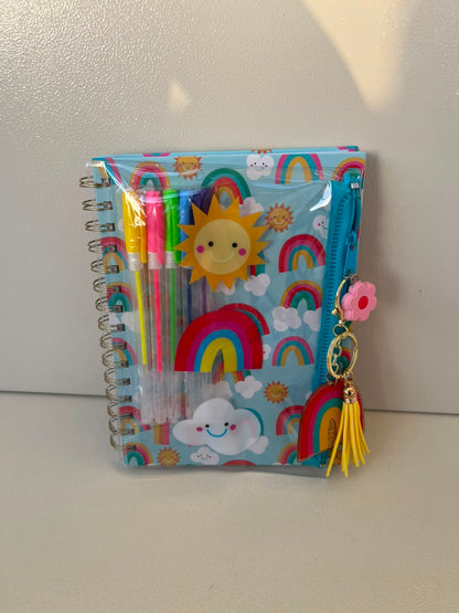Kids Notebook With Keychain/ Bag Charm, Colorful Pencils & Pencil Case