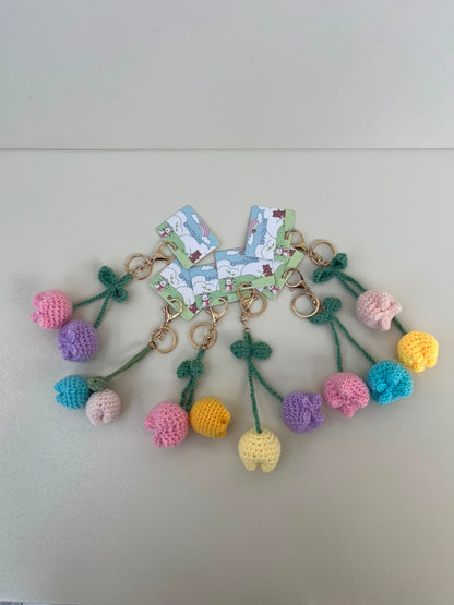 Handmade Crochet Tulips Keychains / Bag Charm