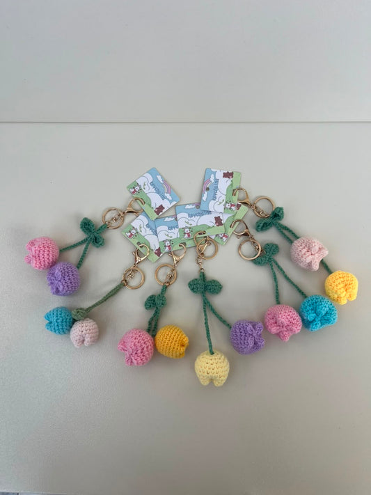 Handmade Crochet Tulips Keychains / Bag Charm