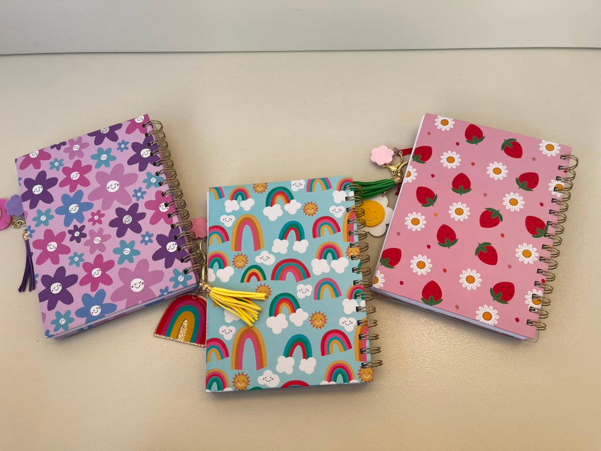 Kids Notebook With Keychain/ Bag Charm, Colorful Pencils & Pencil Case