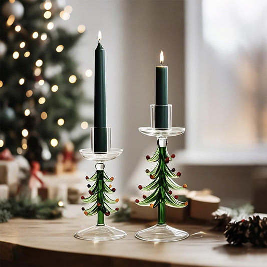 Christmas Glass Tree Candles Holder