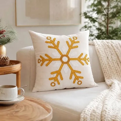 Christmas Embroidered Snowflake Cushion Cover