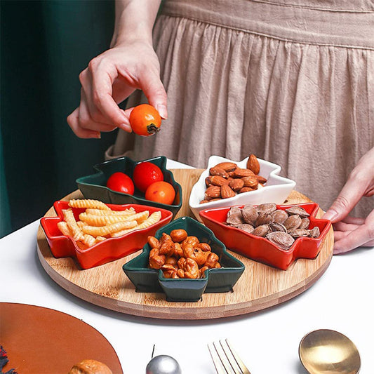 Christmas Rotating Ceramic Tree Plates Set