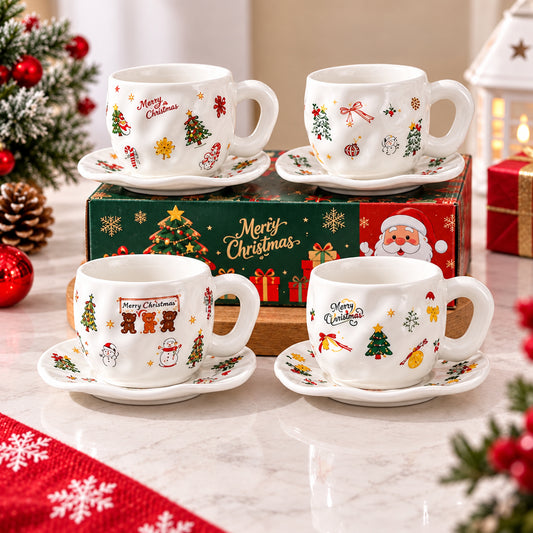 Christmas Coffee Mug With Saucer