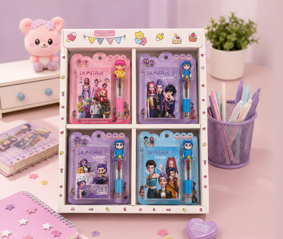 Kpop Mini notebook & multicolor pen set