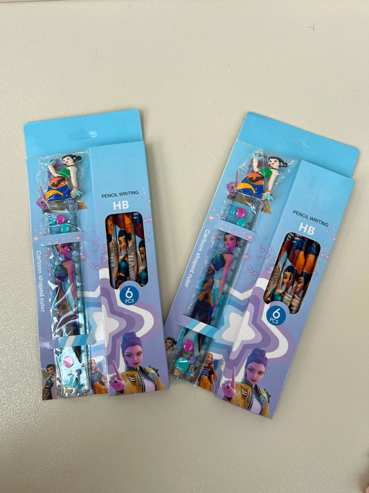 Kpop Demon Hunter Pencils & Ruler Set
