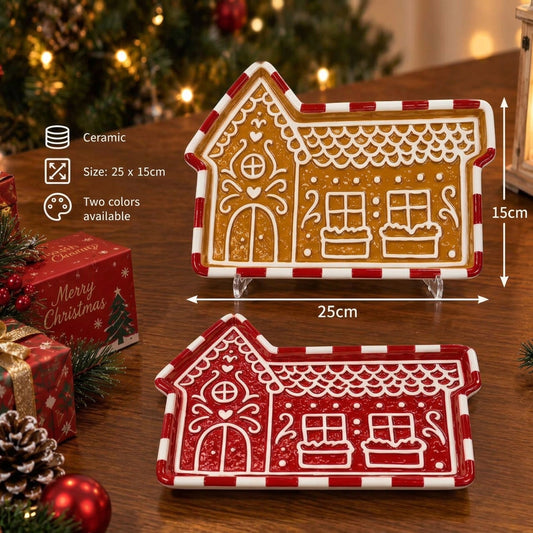 Christmas Ceramic Gingerbread House Plate