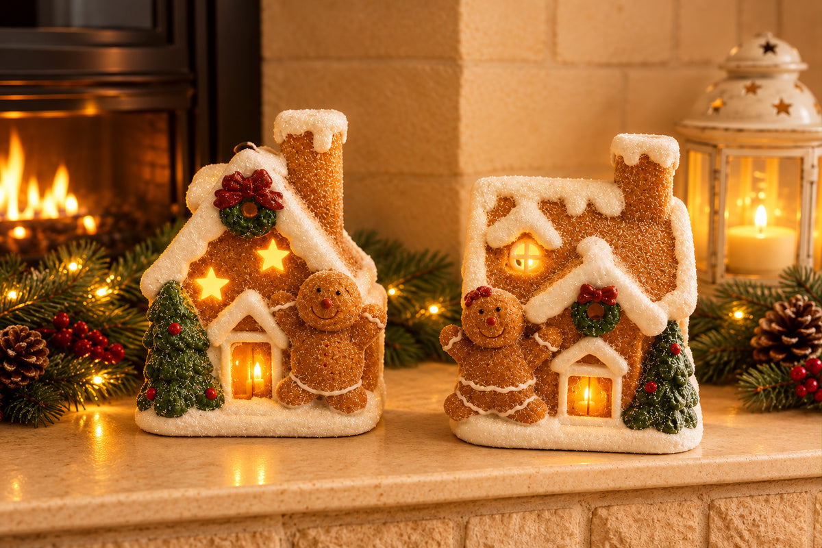 Christmas Gingerbread House with lights