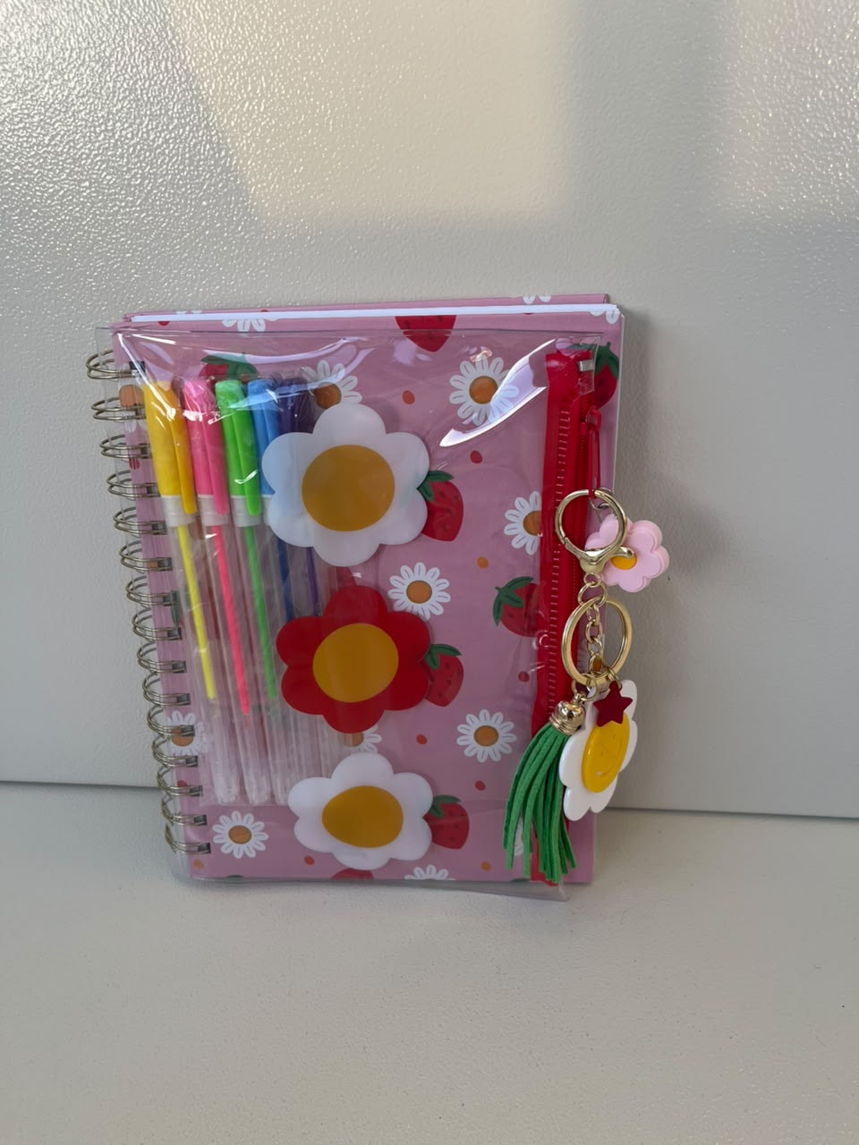 Kids Notebook With Keychain/ Bag Charm, Colorful Pencils & Pencil Case