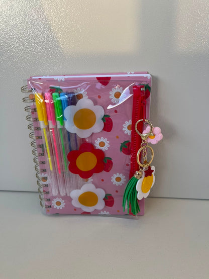 Kids Notebook With Keychain/ Bag Charm, Colorful Pencils & Pencil Case