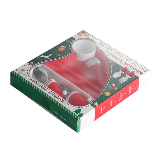 Christmas Kids Silicone Plate & Cutlery Set Of 5