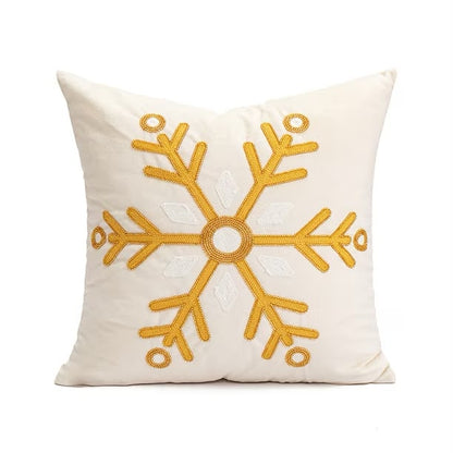 Christmas Embroidered Snowflake Cushion Cover