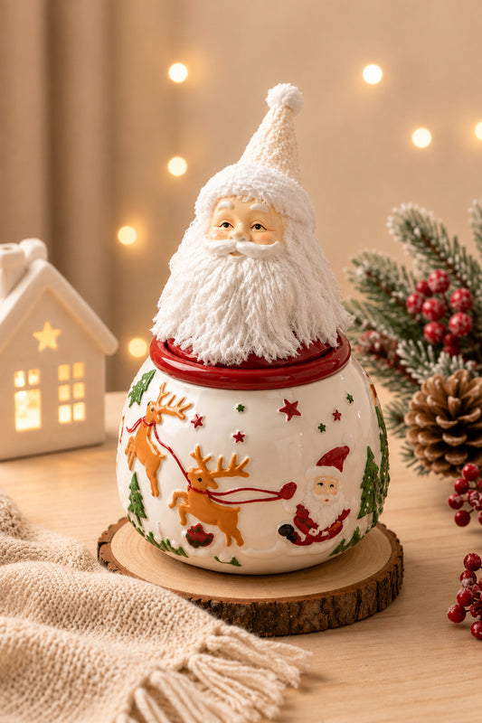 Christmas Ceramic Santa Jar