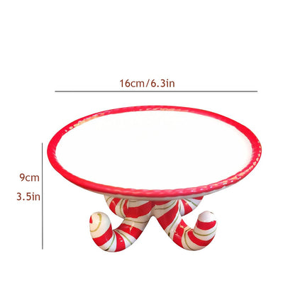 Christmas Candy Cane Ceramic Dessert Stand
