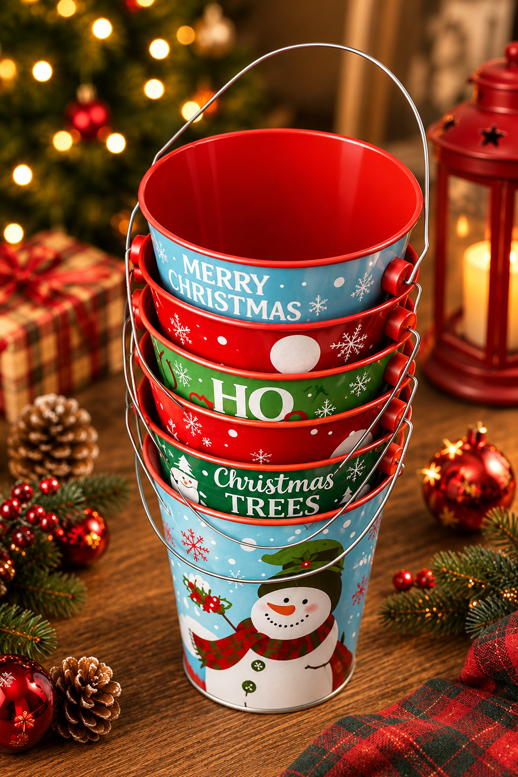 Christmas Tin Buckets