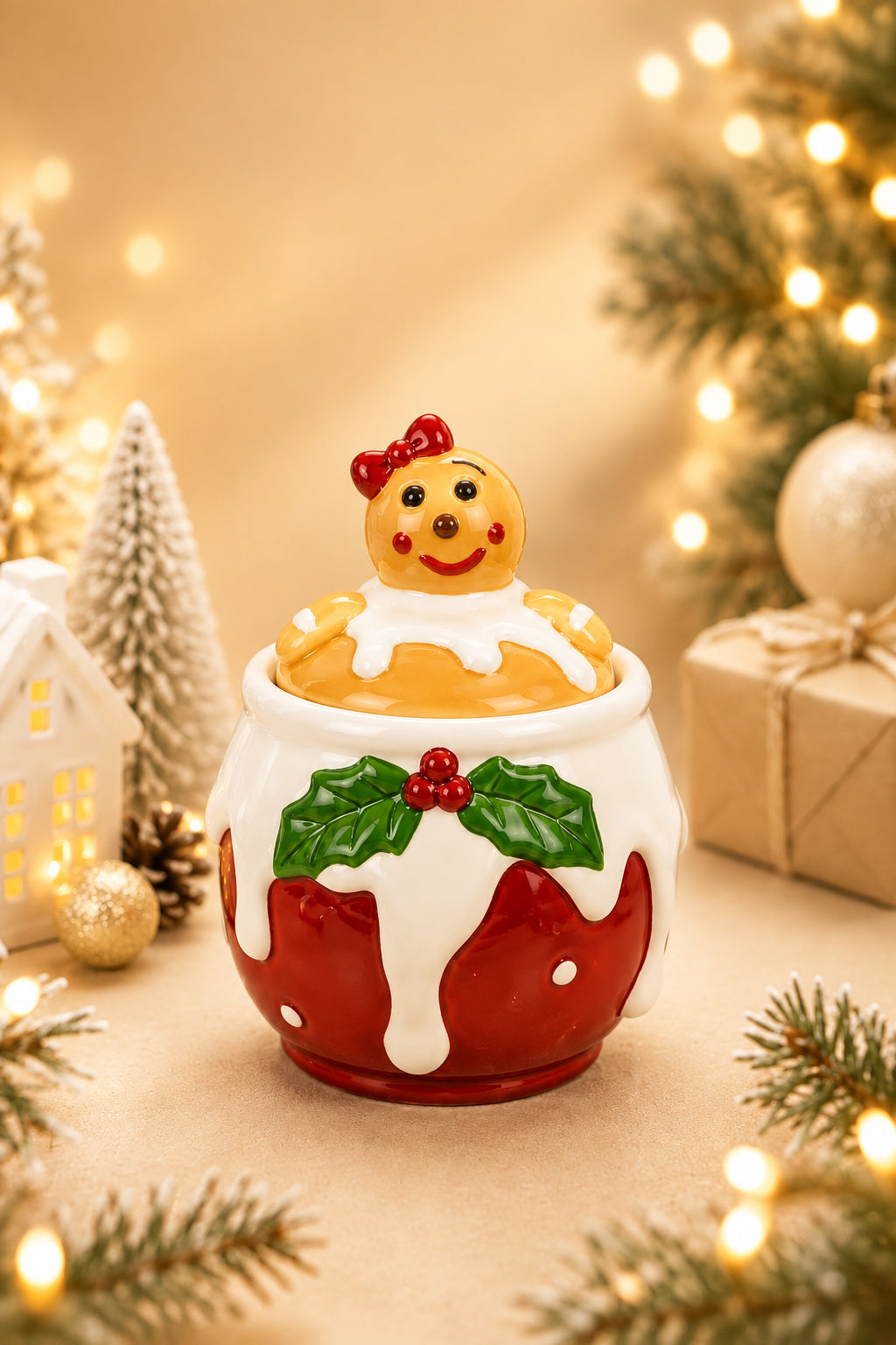 Christmas Gingerbread Sugar Pot