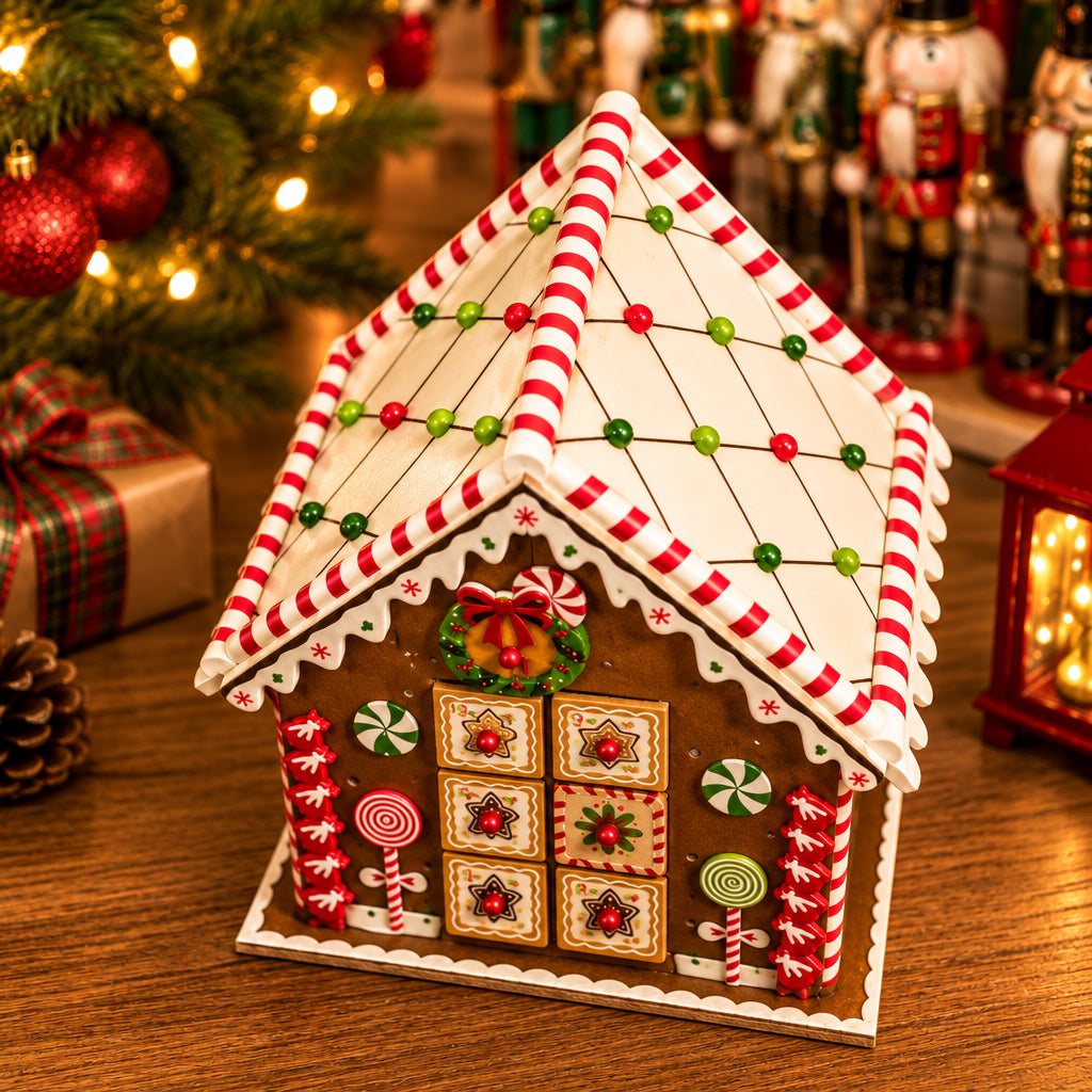 Christmas Wooden Gingerbread House Advent Calendar