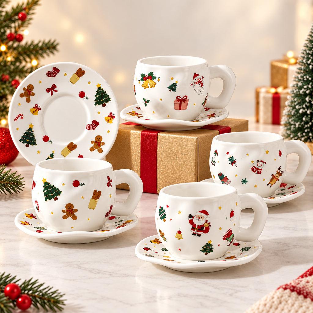 Christmas Coffee Mug With Saucer